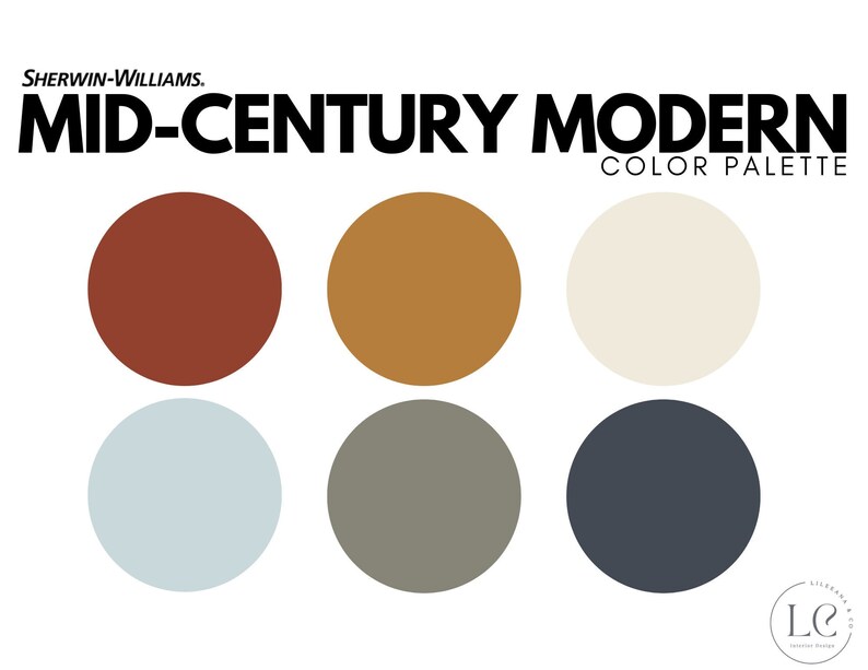 Sherwin Williams-mid-century Modern Color Palette - Etsy