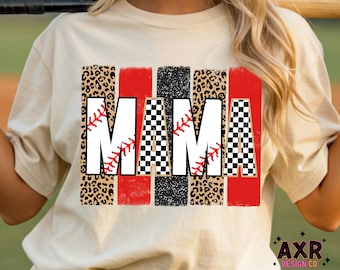 Baseball Mama PNG, Sports Mom Shirt Design, Leopard Glitter Checkered Graphic, Game Day Mom Tee PNG, Sublimation Digital Download