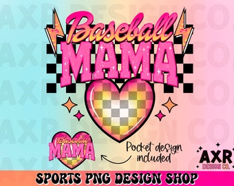 Baseball mama png, retro baseball sublimation design, baseball mom png, game day baseball png, ballpark mom png, trendy baseball shirt png