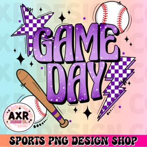 Retro baseball game day Png, baseball sublimation design, baseball season png, purple custom color baseball shirt design, baseball mama png