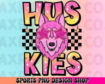 Mascotte preppy degli huskies png, mascotte dello spirito scolastico degli huskies, design di sublimazione retrò degli huskies, maglietta della mascotte della squadra sportiva stampata digitalmente
