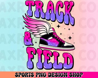 Pista y campo retro PNG, diseño de sublimación de pista y campo de color rosa personalizado, archivo de impresión DTF, deportes escolares PNG, descarga digital