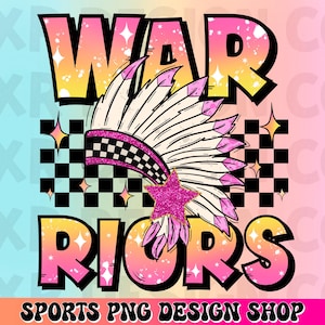 Warriors preppy mascot png, Warriors mascot school spirit design, retro Warriors sublimation design, sports team mascot shirt digital print