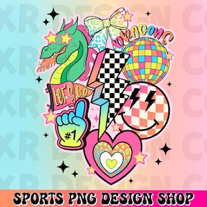 Dragons preppy mascot png, retro Dragons mascot school spirit design, retro Dragons sublimation, sports team mascot shirt digital print