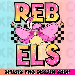 Rebels preppy mascot png, Rebels mascot school spirit design, retro Rebels sublimation design, sports team mascot shirt digital print