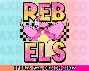 Rebels preppy mascot png, Rebels mascot school spirit design, retro Rebels sublimation design, sports team mascot shirt digital print