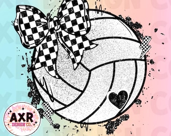 Volleyball coquette bow png, cute black and white volleyball sublimation design, volleyball game day, custom volleyball team colors, digital