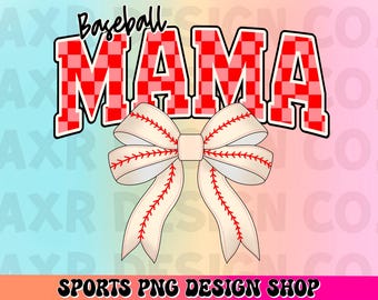 Mamá de béisbol png, sublimación de béisbol retro, moño de coqueta de béisbol png, día de juego de béisbol, camiseta de mamá con moño de coqueta del equipo de béisbol rojo