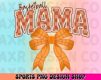 Basketball mama png, retro basketball sublimation, coquette basketball bow png, basketball game day png, trendy brown basketball team shirt
