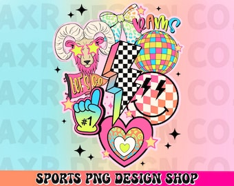 Rams preppy mascot png, retro Rams mascot school spirit design, retro Rams sublimation, sports team mascot shirt digital print