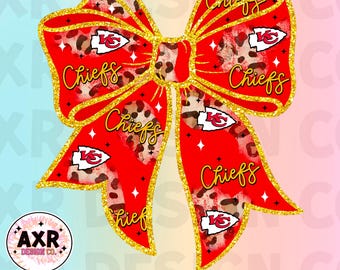 Kansas City Football png, American football sublimation design, girlie football png, retro football shirt png, game day chiefs coquette bow