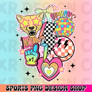 Cougars preppy mascot png, retro Cougars mascot school spirit design, retro Cougars sublimation, sports team shirt digital print