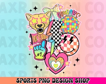 Cougars preppy mascot png, retro Cougars mascot school spirit design, retro Cougars sublimation, sports team shirt digital print