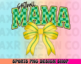 Softball mama png, retro softball sublimation, softball coquette bow png, softball game day png, green softball coquette bow mama shirt