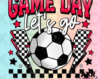 Retro soccer game day Png, soccer sublimation design, soccer season png, red custom color soccer shirt design, soccer mama digital png