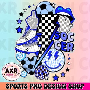 Retro soccer png, soccer sublimation design, soccer vibes png, soccer game day png, soccer mom png, cute blue soccer team shirt design