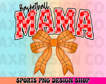Basketball mama png, retro basketball sublimation, coquette basketball bow png, basketball game day png, trendy red basketball team shirt