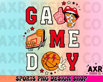 Retro basketball game day png, basketball sublimation design, basketball season png, red and black basketball png, custom basketball colors