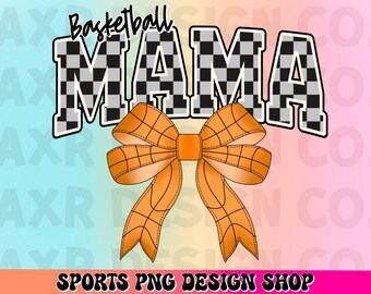 Basketball mama png, retro basketball sublimation, coquette basketball bow png, basketball game day png, trendy black basketball team shirt