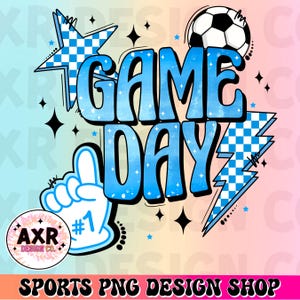 Retro soccer game day Png, soccer sublimation design, soccer season png, blue custom color soccer shirt design, soccer mama digital png