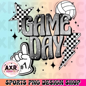 Retro volleyball game day Png, volleyball sublimation design, volleyball season png, black custom color volleyball shirt digital design
