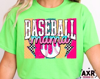 Baseball Mama PNG, Ice Cream Drip Baseball Shirt Design, Colorful Sports Mom Graphic, Game Day Tee PNG, Sublimation Digital Download