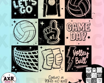 Retro-Volleyball-Collage Png, Beachvolleyball-Sublimationsdesign, Beachvolleyball-Saison png, modisches Hand gezeichnetes Beachvolleyball-Shirt-Digitaldesign