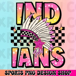Indians preppy mascot png, Indians mascot school spirit design, retro Indians sublimation design, sports team mascot shirt digital print