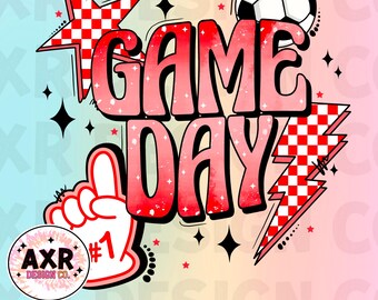 Retro soccer game day Png, soccer sublimation design, soccer season png, red custom color soccer shirt design, soccer mama digital png