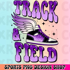 Retro track and field Png, custom color purple track and field sublimation design, dtf print file, school sports png, digital download