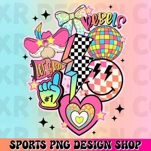 Rebels preppy mascot png, retro Rebels mascot school spirit design, retro Rebels sublimation, sports team mascot shirt digital print