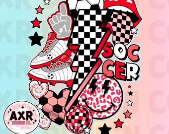 Retro soccer png, red soccer sublimation design, soccer vibes png, soccer game day png, soccer mom, cute soccer shirt design, digital design