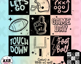 Retro football game day png, football sublimation design, touchdown season png, trendy hand drawn football shirt png, digital download
