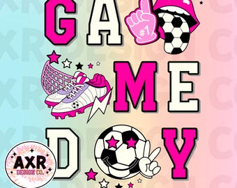 Retro soccer game day png, soccer sublimation design, soccer vibes png, soccer mom png, pink soccer team shirt digital download