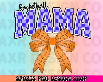 Basketball mama png, retro basketball sublimation, coquette basketball bow png, basketball game day png, trendy blue basketball team shirt