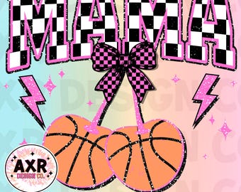 Basketball mama png, retro basketball sublimation, coquette cherry basketball png, basketball game day, trendy pink basketball shirt