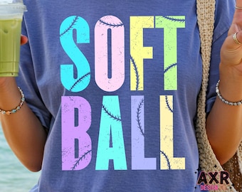 Softball PNG, Pastel Softball Shirt Design, Bold Sports Graphic Tee PNG, Trendy Game Day Shirt PNG, Sublimation Digital Download