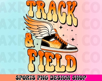 Pista y campo retro PNG, diseño de sublimación de pista y campo de color naranja personalizado, archivo de impresión DTF, deportes escolares PNG, descarga digital