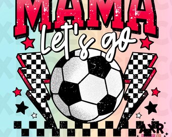Retro soccer mama Png, soccer sublimation design, soccer season png, red custom color soccer shirt design, soccer game day digital png