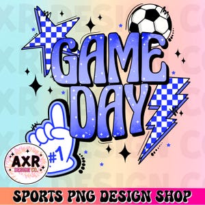 Retro soccer game day Png, soccer sublimation design, soccer season png, blue custom color soccer shirt design, soccer mama digital png
