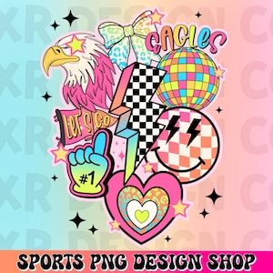 Eagles preppy mascot png, retro Eagles mascot school spirit design, retro Eagles sublimation, sports team shirt digital print
