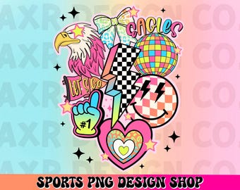 Eagles preppy mascot png, retro Eagles mascot school spirit design, retro Eagles sublimation, sports team shirt digital print