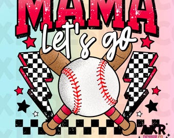 Retro Baseball Mama png, Baseball Sublimationsdesign, Baseballsaison png, rote und schwarze benutzerdefinierte Baseballteamfarben, Baseballspieltag png