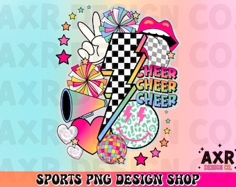 Retro cheer collage png, cheerleading sublimation design, cheer team png, all star cheer png, cheer mom png, cute cheer shirt design png