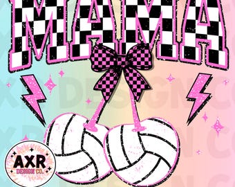 Volleyball mama png, retro volleyball sublimation, coquette volleyball cherries png, volleyball game day, trendy pink volleyball team shirt