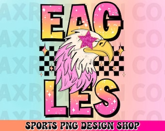 Mascotte preppy d'aigle png, conception d'esprit d'école de mascotte d'aigle, conception rétro de sublimation d'aigle, impression numérique de chemise de mascotte d'équipe sportive
