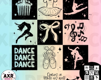 Retro dance collage png, dance sublimation design, hand drawn dance png, dance mom png, cute trendy shirt design, high quality print png