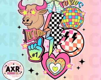 Toros preppy mascot png, retro toros mascot school spirit design, retro toros sublimation, sports team shirt digital download print