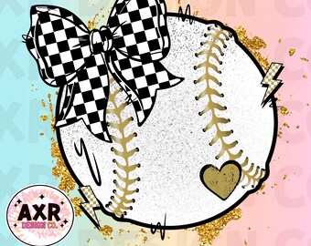 Baseball coquette bow png, cute black and gold baseball sublimation design, baseball game day, custom baseball team colors, digital