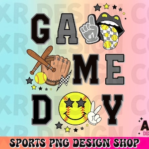 Retro softball game day png, softball sublimation design, ballpark season png, gray and black custom softball team colors png